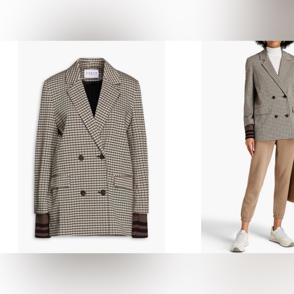 CLAUDIE PIERLOT Double-breasted houndstooth woven blazer